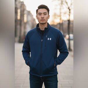 Under Armour Blue Performance Jacket with Mock Neck
